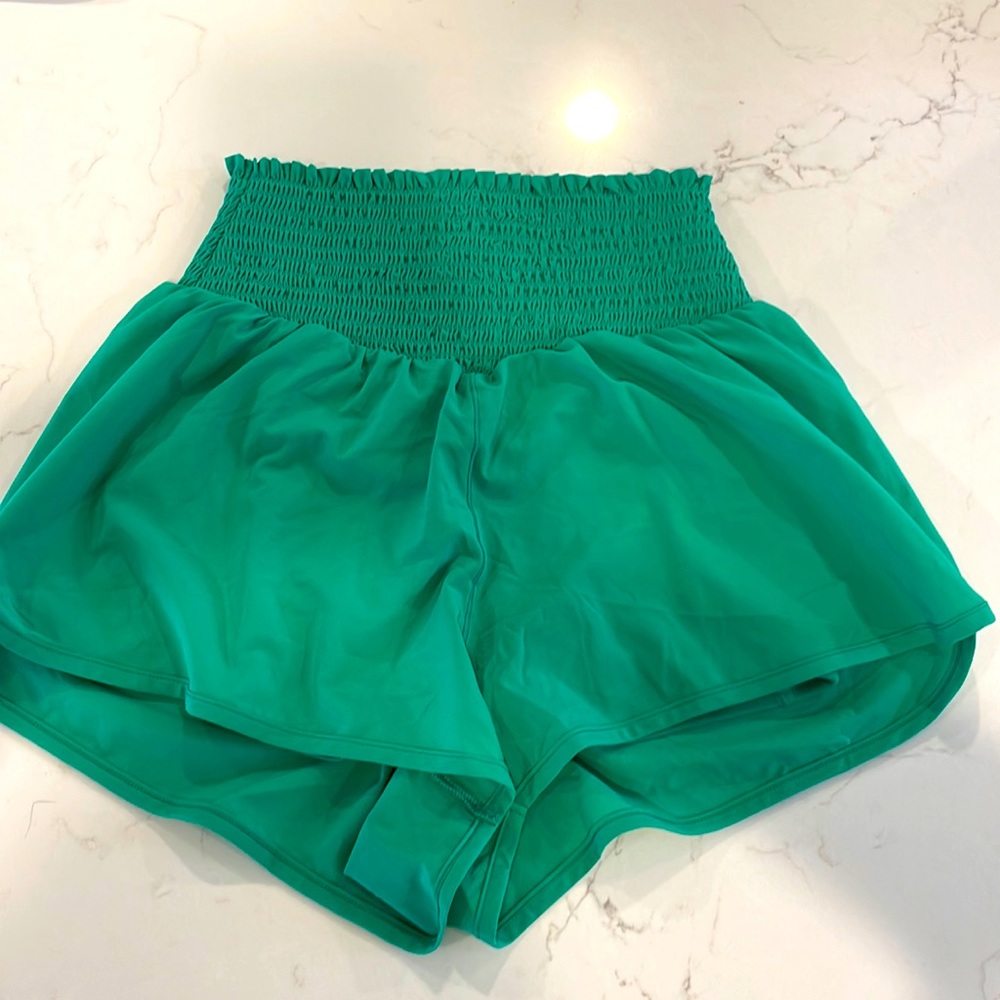 Green high rise shorts